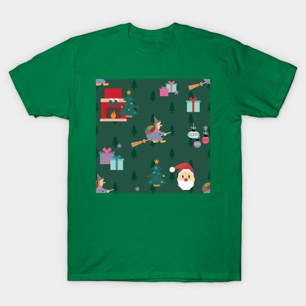 christmas witch santa claus befana T-Shirt by gossiprag